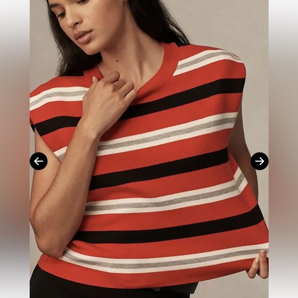 Maeve Bold Striped Sweater Tank - Red, Black, White - NWT Size L - Picture 4 of 5
